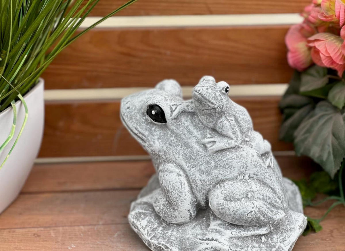 STEINFIGUR Frosch Familie frostfest Steinguss Frösche - Grau, Stein (16/17/16cm) - stoneandstyle