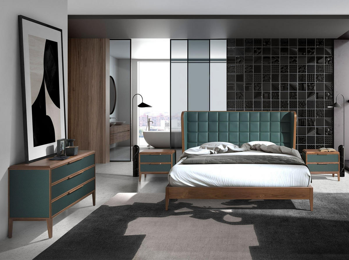 KOMMODE Kommode aus dunkelgrünem und nussbaumfarbenem PVC 119/46/75 cm - Dunkelgrün/Walnussfarben, Holz (119/75/46cm) - ANGEL CERDA