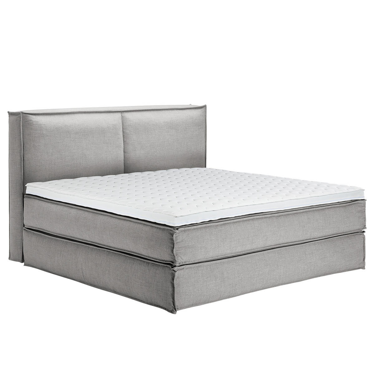 BOXSPRINGBETT mit Kopfteil - Premium - Grau, Textil (200/220cm) - home24