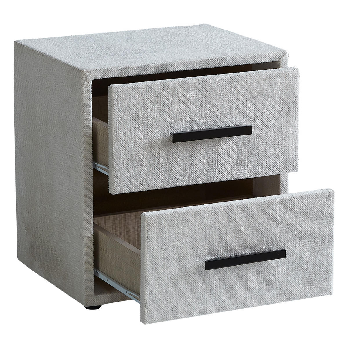 NACHTTISCH PISA 46/53/42 cm, Greige, zwei Schubladen - Greige/Schwarz, Holz/Kunststoff (49/42/53cm) - Consilio Concept