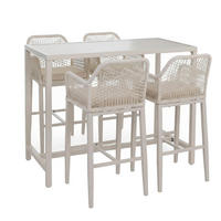 SET BARTISCH + BARHOCKER eckig Beige 5er-Set - Beige, Metall (65/130/105cm) - MCW