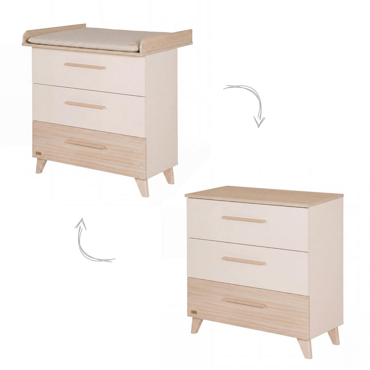 BABYZIMMER-SET Sidney 3-teilig - Kaschmir/Eichefarben, Holz/Holzwerkstoff (118/190/52cm) - Roba