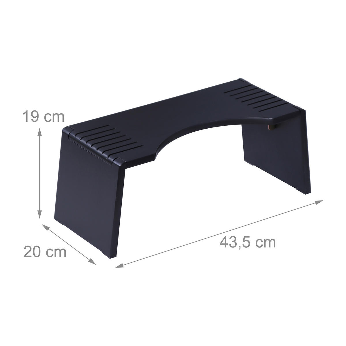 STOLEC za WC - črna, kovina/umetna masa (43.5/19/20cm) - Relaxdays