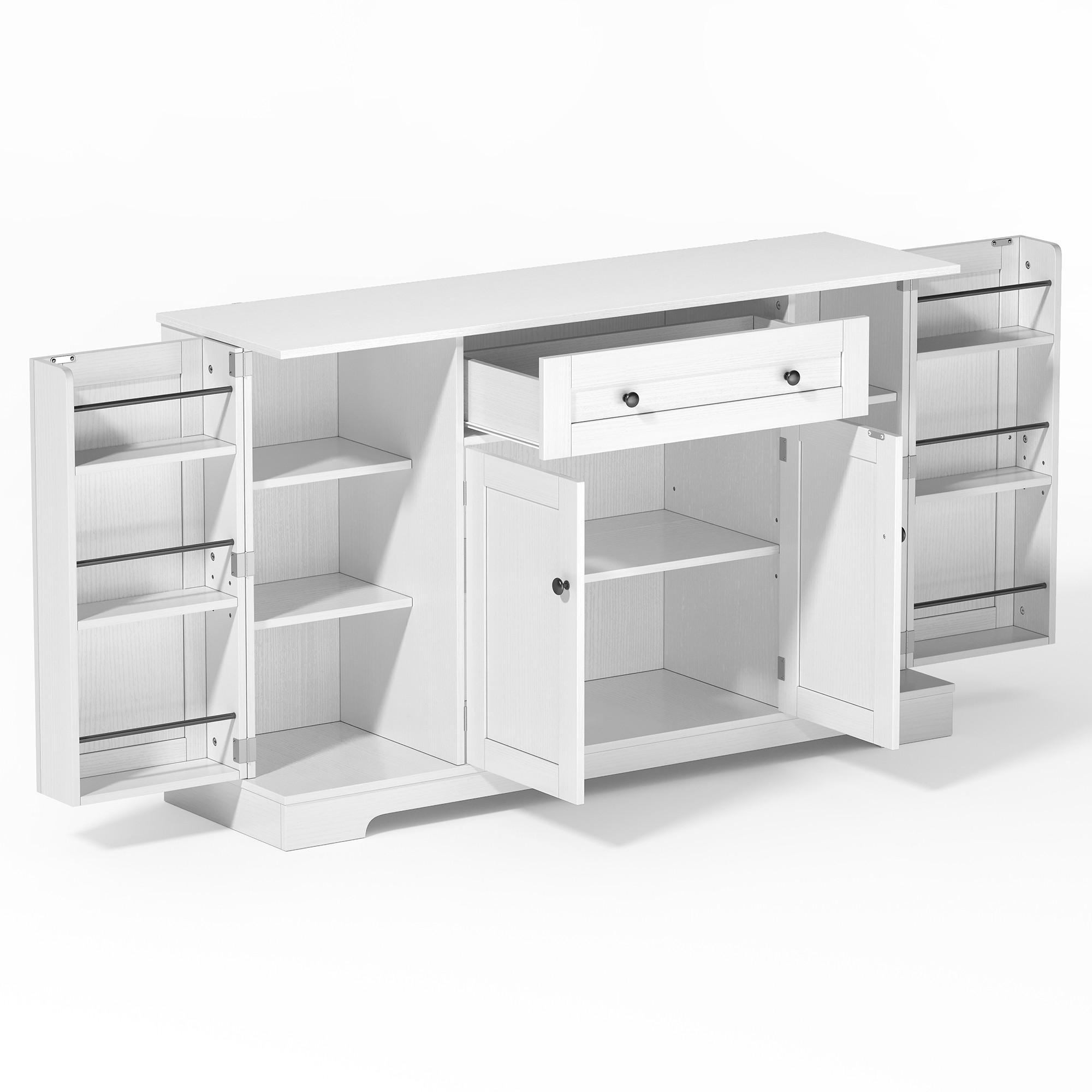 SIDEBOARD 138/40/85 cm Weiß mit 1 Schublade, 4 Schranktüren und verstellbaren Einlegeböden - Weiß, Holz (138/85/40cm) - Oxeza