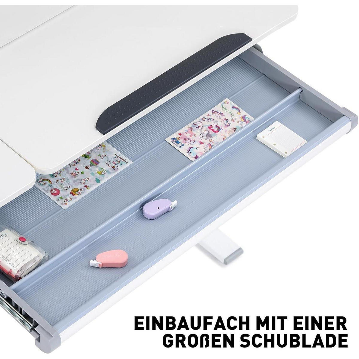 KINDERSCHREIBTISCH höhenverstellbar mit Bücherregal und Schubladen - Weiß, Holzwerkstoff (100/111.3/60cm)