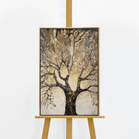 GEMÄLDE Baum des Reichtums und des Wohlstands Schattenfugenrahmen Schwarz-Gold 60x40 cm - Schwarz Hochglanz, Holz (60/40cm) - YS-art gallery