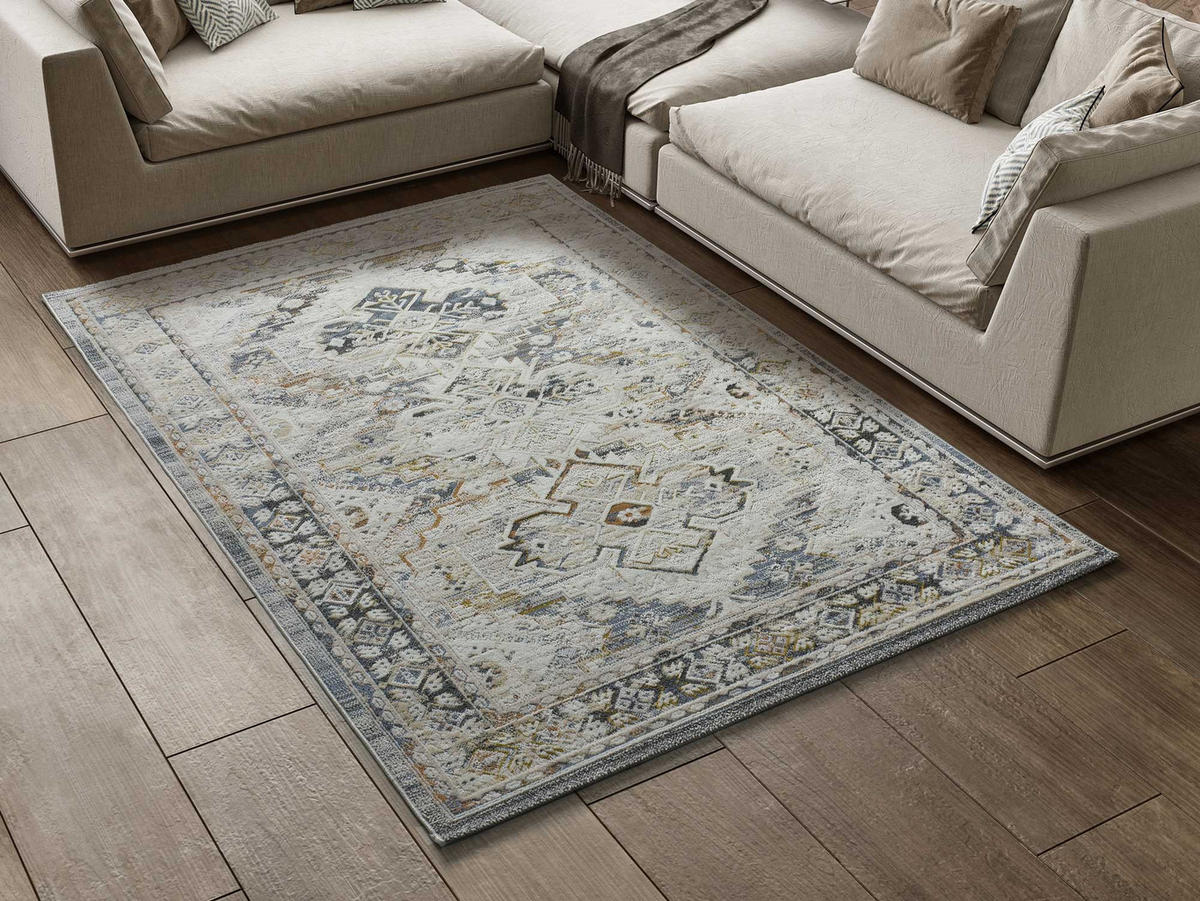 VINTAGE-TEPPICH Beige Springs 77/150 cm - Blau/Beige, Naturmaterialien/Textil (77/150cm) - Atticgo