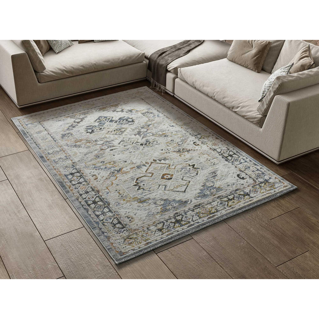 Thumbnail - Atticgo Vintage-Teppich, Mehrfarbig, Beige, Blau, Kupfer, Textil, Mode, Rechteckig, 77x150 cm, Oeko-Tex® Standard 100, a...