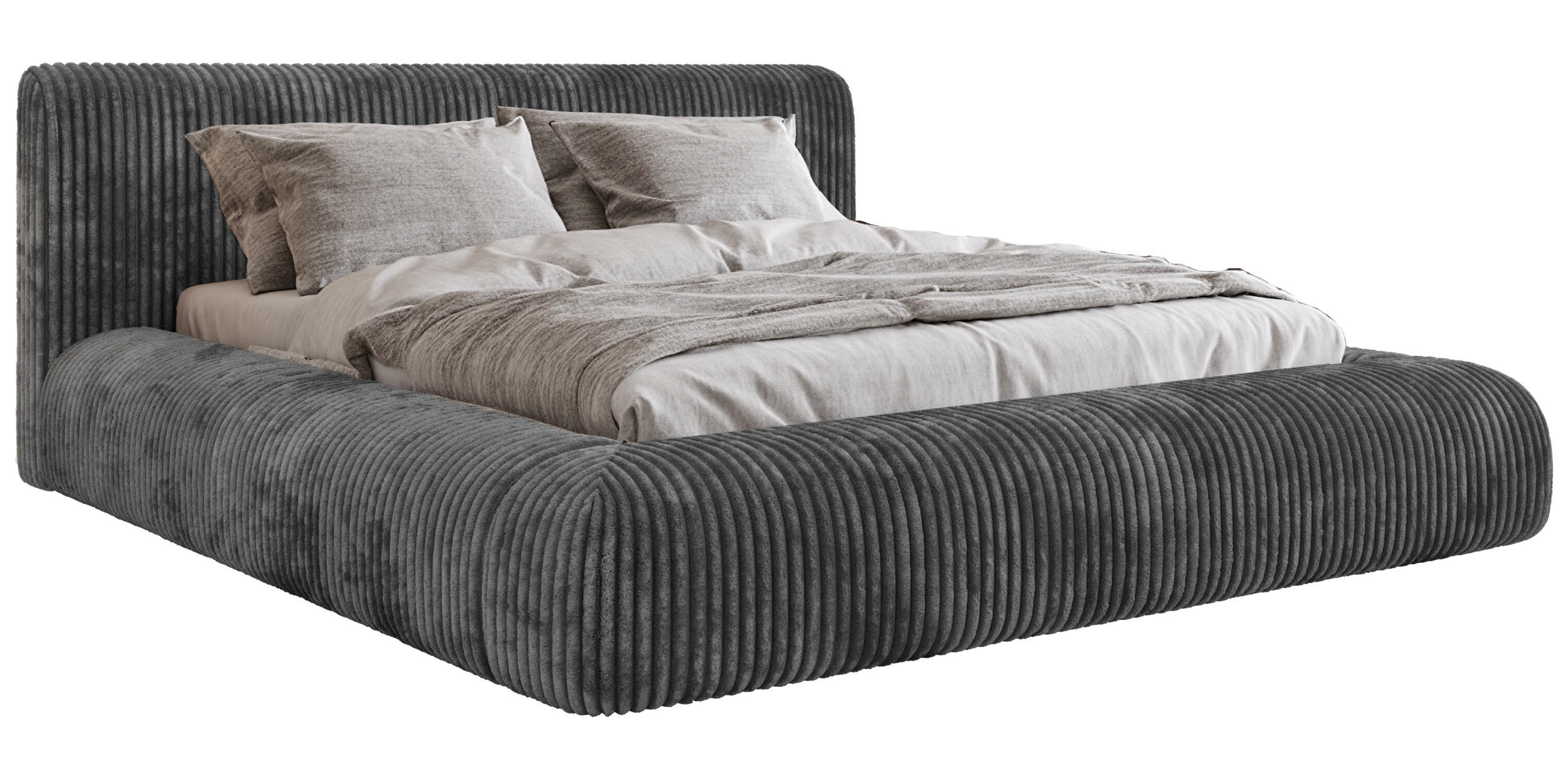 POLSTERBETT TILBEA CLASSIC 200/200 - Grau Cordstoff - ohne Matratze - Grau, Textil (200/200cm) - MKS