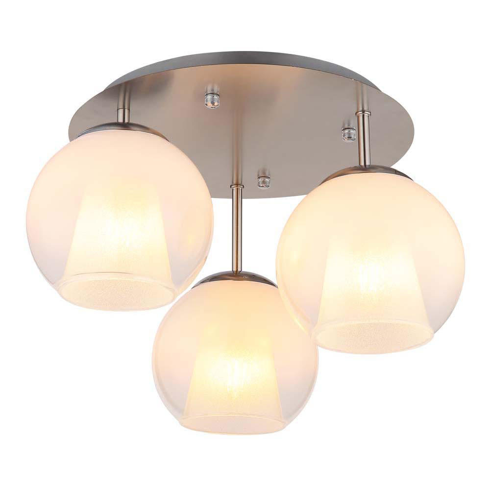 DECKENLEUCHTE LED BARRY Metall/Glas, verchromt, 3-flammig - Silberfarben, Glas (41/41/28.5cm) - Globo Lighting