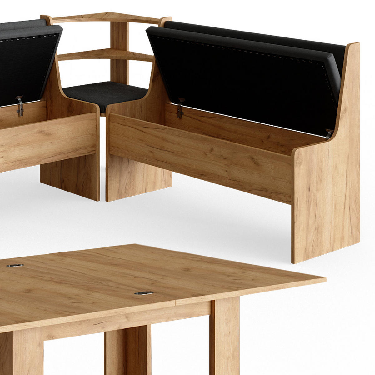 ECKBANKGRUPPE Roman Goldkraft Eiche 210 x 41.5 cm mit Tisch - Anthrazit/Eiche Wotan, Holzwerkstoff (210/80/150cm) - Vicco