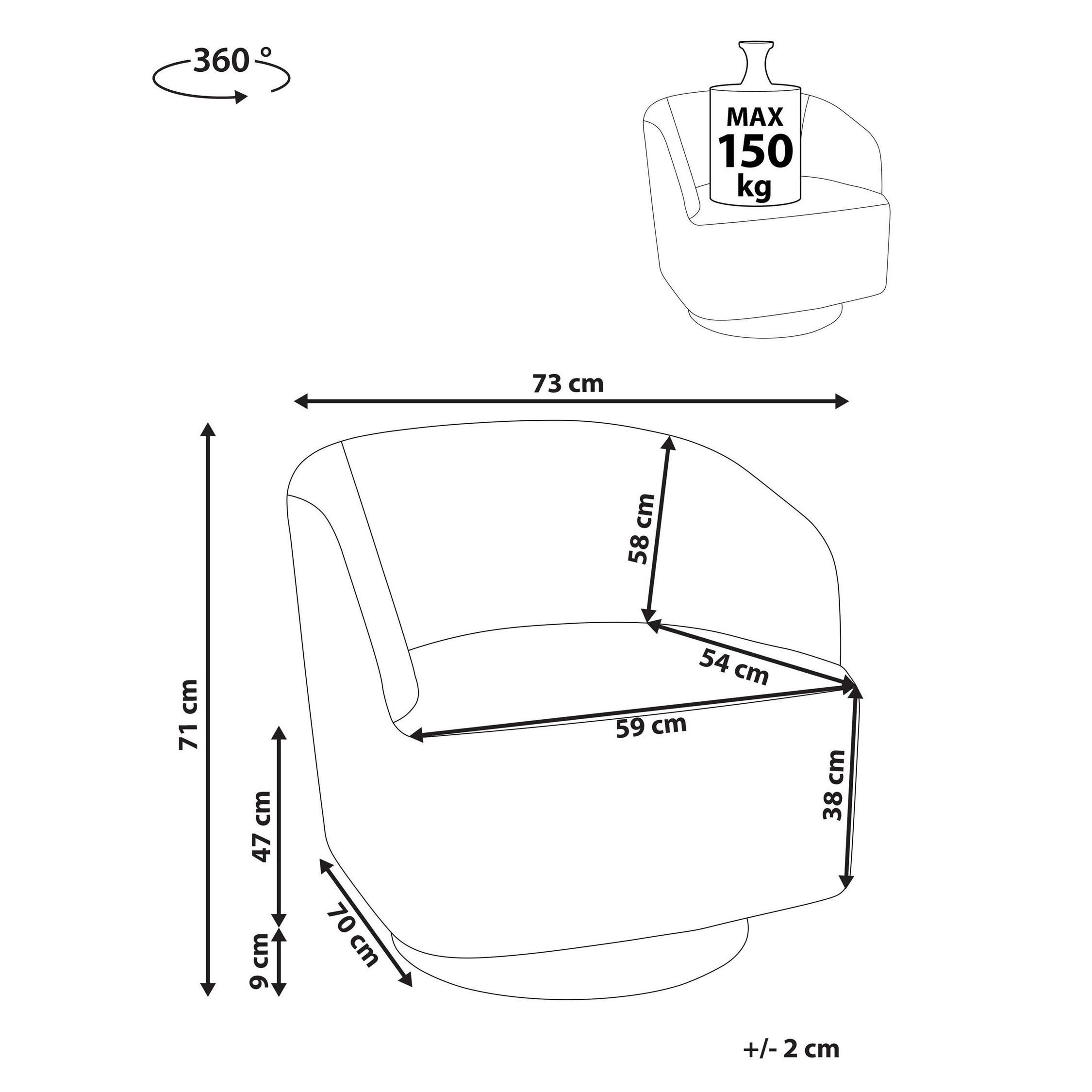 Thumbnail - Beliani Sessel, Hellgrün, Gold, Textil, 73x71x70 cm, Wohnzimmer, Sessel, Polstersessel