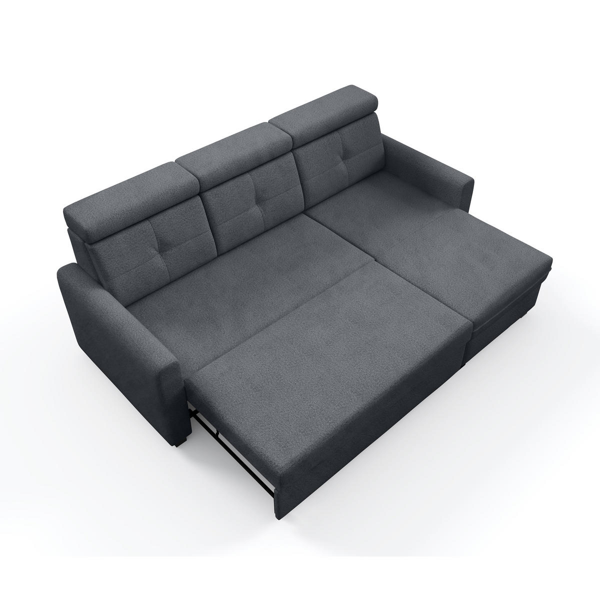 ECKSCHLAFSOFA Milano, Grau, rechts - Schwarz/Grau, Textil (217/166cm) - Beautysofa