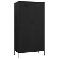 KLEIDERSCHRANK 2-Türig mit 4 verstellbaren Fächern 90/50/180 cm aus Stahl Schwarz - Schwarz, Metall (90/180/50cm) - vidaXL