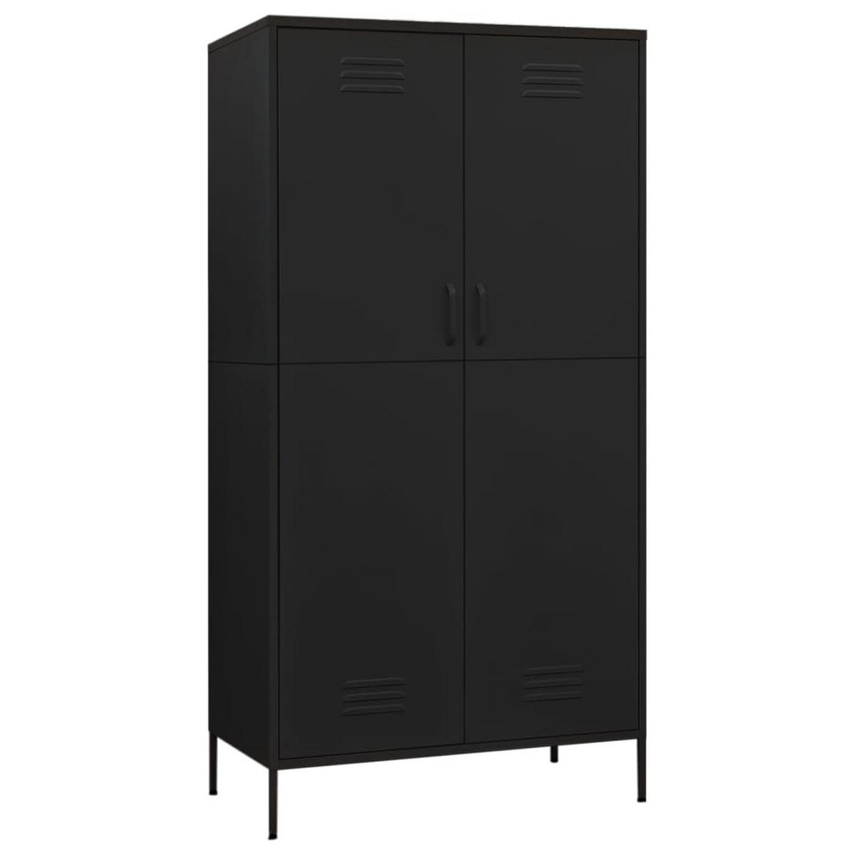 KLEIDERSCHRANK 2-Türig mit 4 verstellbaren Fächern 90/50/180 cm aus Stahl Schwarz - Schwarz, Metall (90/180/50cm) - vidaXL