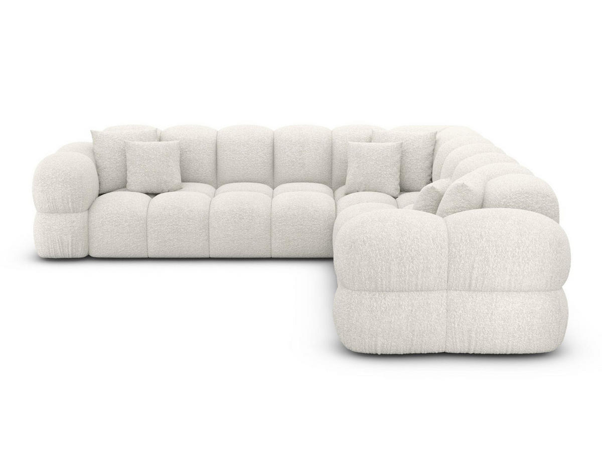 COUCH Monteverde L-Form Weiß Bouclestoff - Weiß, Textil (253/253cm)