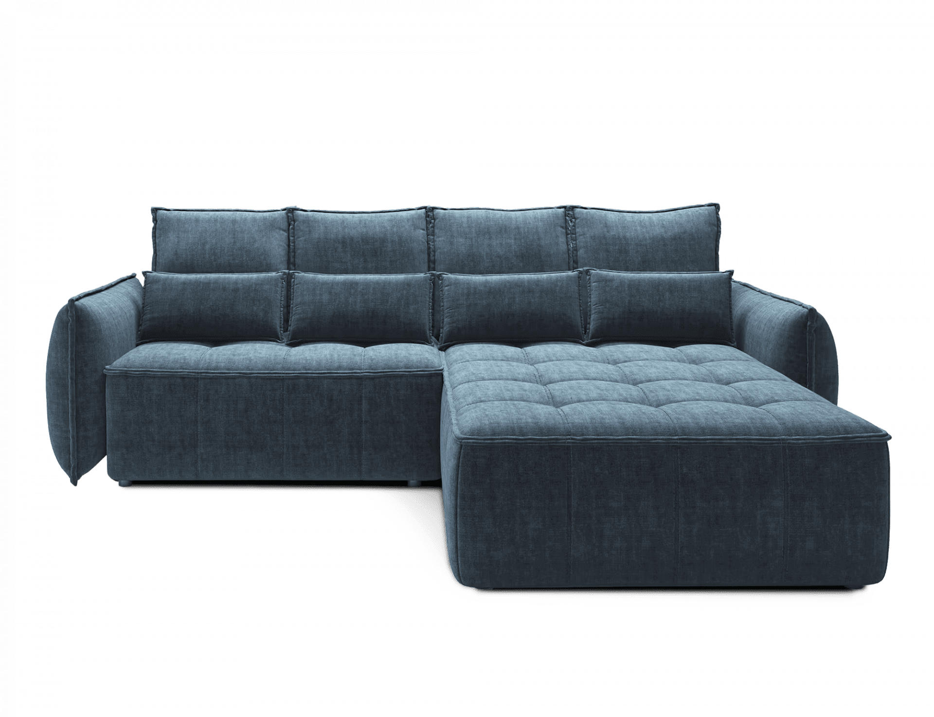 ECKSOFA mit Schlaffunktion und Bettkasten - Dunkelblau, Textil (196/265cm) - Eltap