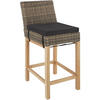 RATTAN-BARSTUHL Latina,inklusive Sitzpolster, 45 x 62,5 x 99 cm,natur - Naturfarben, Kunststoff (45/99/62.5cm) - tectake