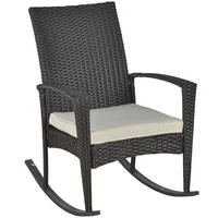 SCHAUKELSTUHL, Polyrattan+Metall, Braun+Cremeweiß, 66 x 88 x 98 cm - Braun, Kunststoff (88/98/66cm) - Outsunny