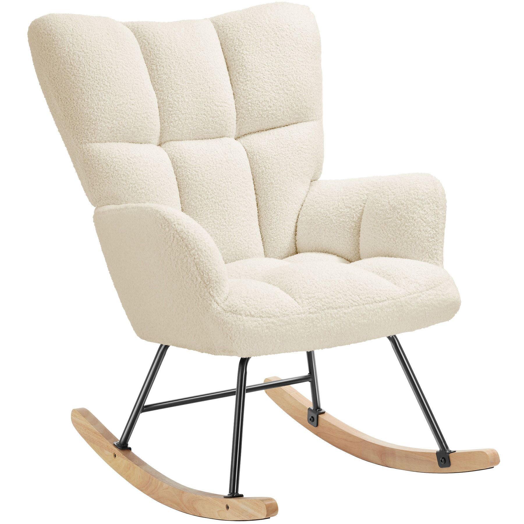 SCHAUKELSTUHL Torve,68 x 96 x 97 cm, Belastbarkeit 120 kg,Bouclé beige - Beige, Kunststoff (70/97/96cm) - tectake