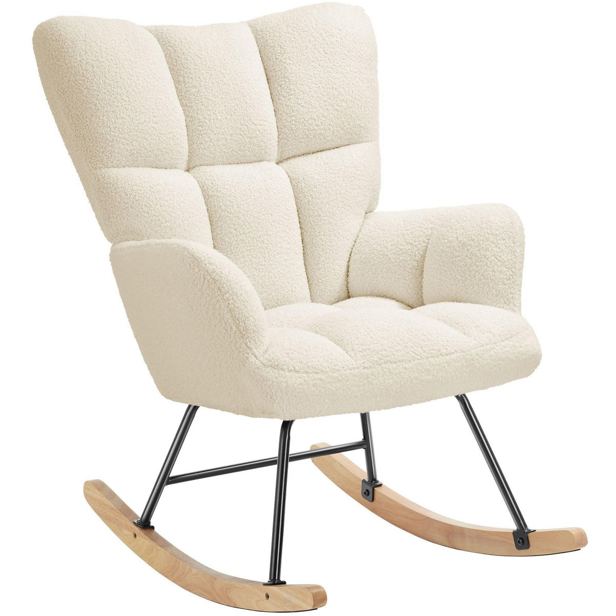 SCHAUKELSTUHL Torve,68 x 96 x 97 cm, Belastbarkeit 120 kg,Bouclé beige - Beige, Kunststoff (70/97/96cm) - tectake