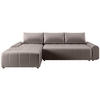 ECKSCHLAFSOFA Costa L taupe links - Taupe/Schwarz, Kunststoff/Textil (290/169cm) - Beautysofa
