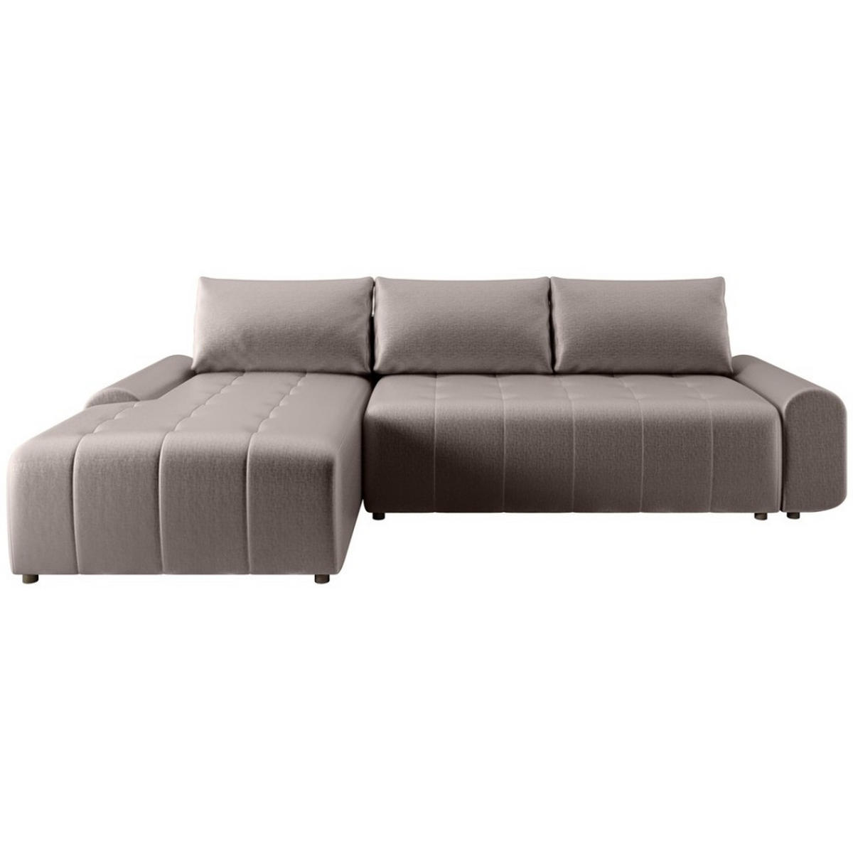 ECKSCHLAFSOFA Costa L taupe links - Taupe/Schwarz, Kunststoff/Textil (290/169cm) - Beautysofa