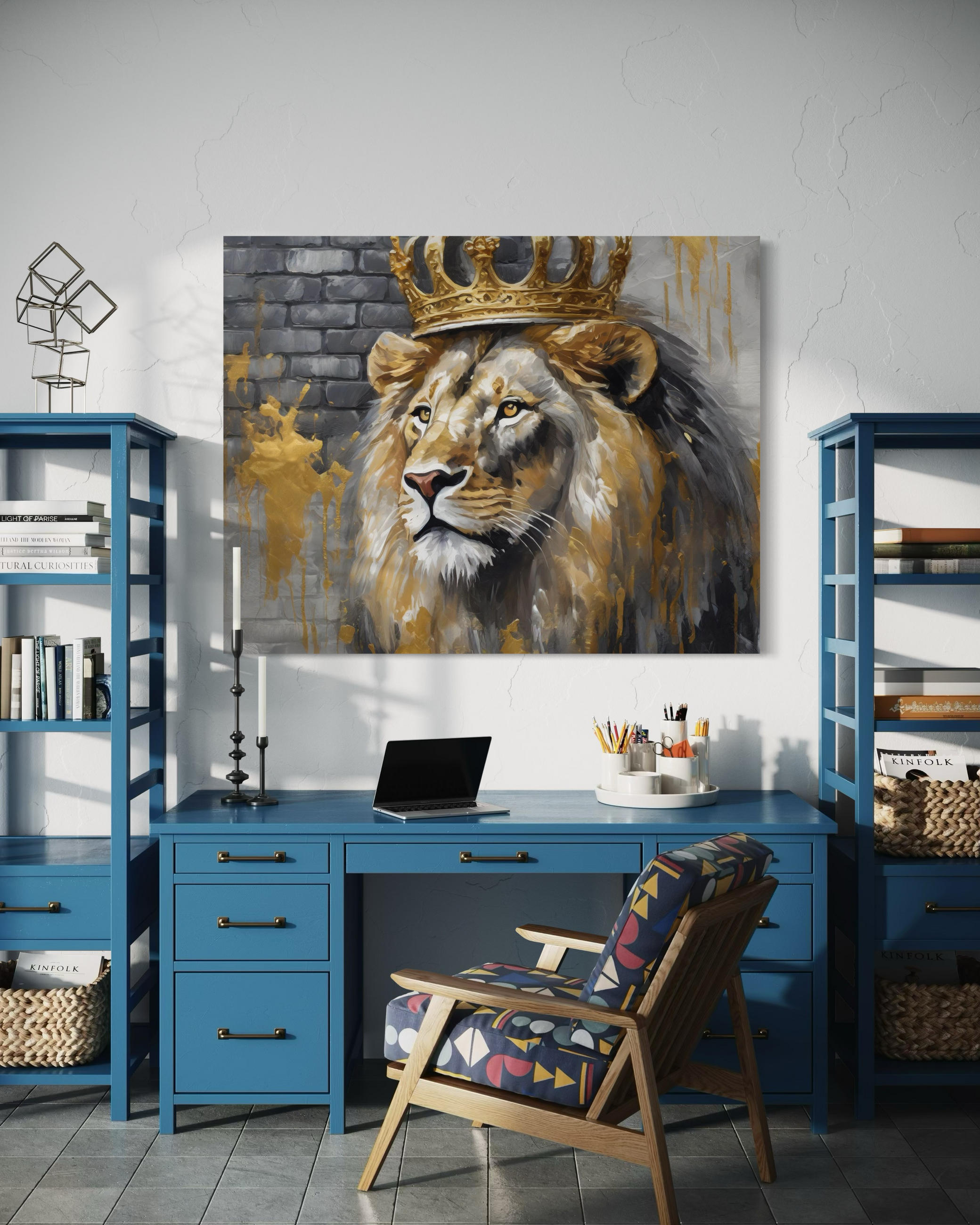 WANDBILD könig der löwen krone - Gelb, Textil (60/40cm) - Feeby