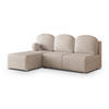 ECKSOFA TRAMA Beige Geflochtener Stoff mit Schlaffunktion - Beige, Holz (200/143cm) - MASSENO