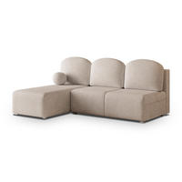 ECKSOFA TRAMA Beige Geflochtener Stoff mit Schlaffunktion - Beige, Holz (200/143cm) - MASSENO