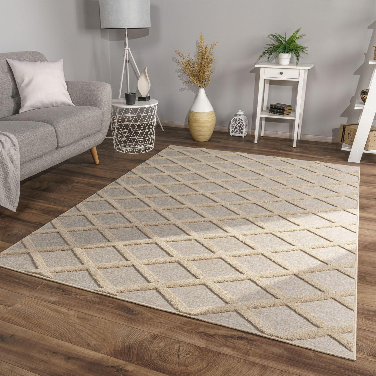 FLACHWEBETEPPICH Skandinavisch Dunkelcreme Beige 80 x 150 cm - Creme, Kunststoff (80/150cm) - TT Home