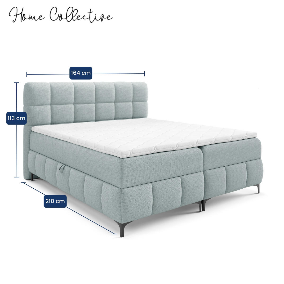 BOXBETT mit Stauraum und Topper 160x200 cm Hellblau - Hellblau, Textil (160/200cm) - Home Collective