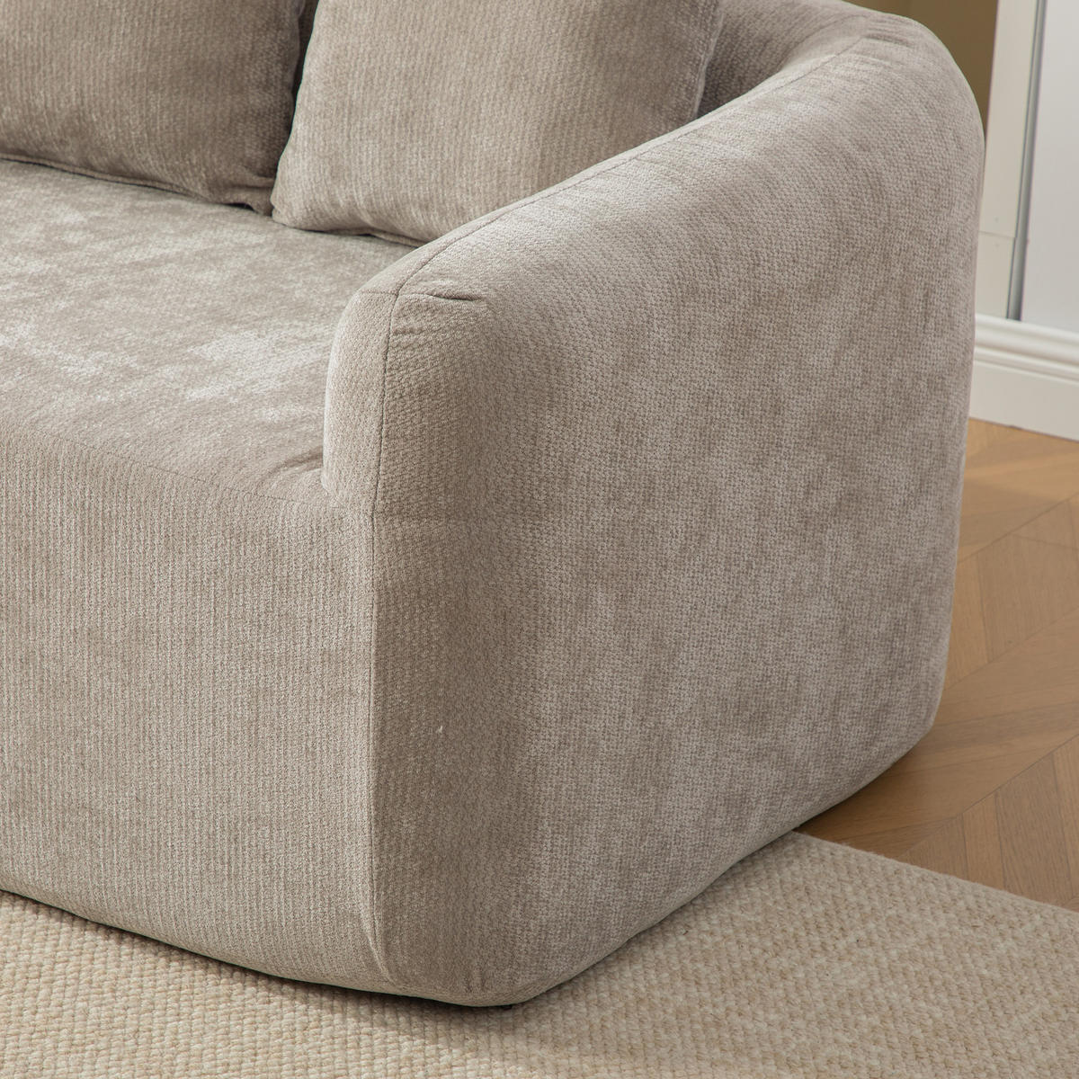 ECKSOFA Chenille Grau mit Kissen - Grau, Textil (270/172cm) - WISHDOR