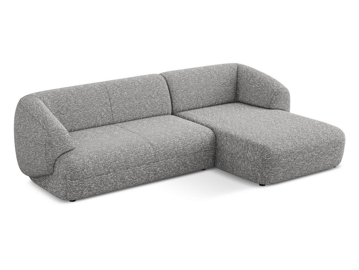 ECKSOFA rechts Strukturstoff Stoff Grau - Hellgrau/Schwarz, Kunststoff/Textil (280/156cm) - Makamii