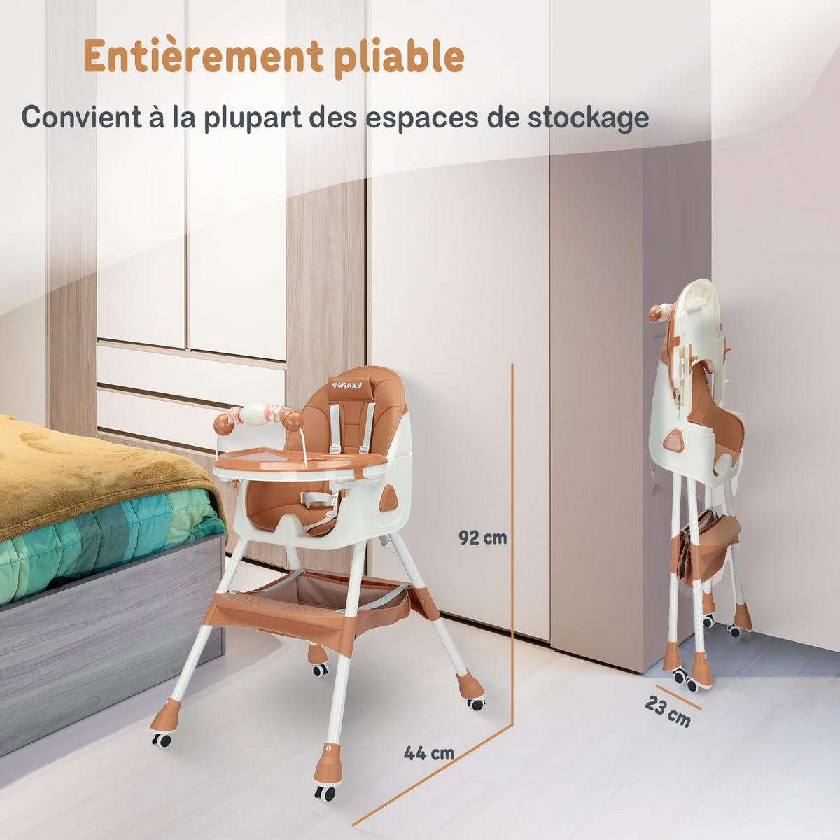 HOCHSTUHL Baby MAXI 2-in-1 mit Klappbarer Braun - Braun, Kunststoff (40/90/40cm) - Twinky