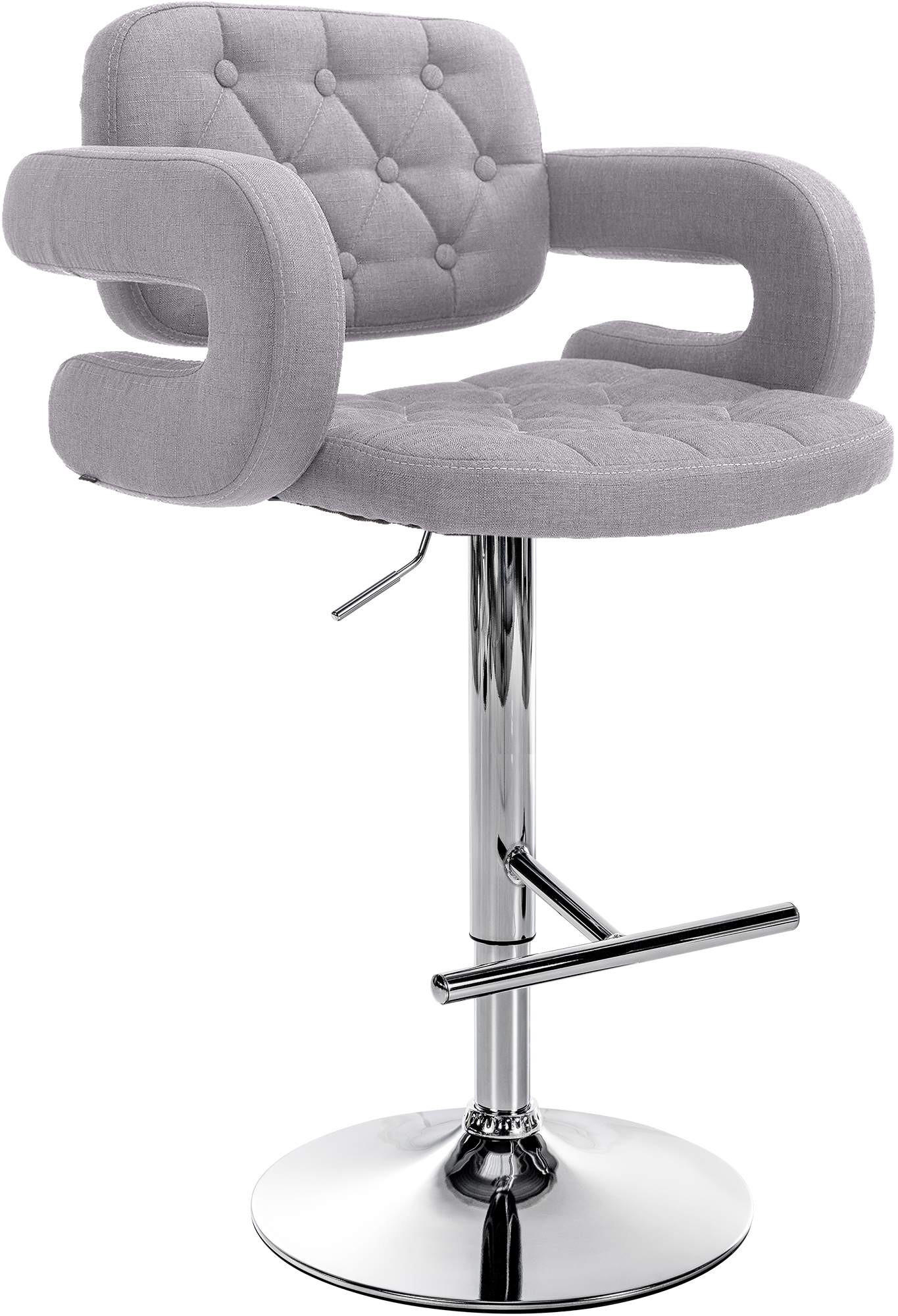 BARHOCKER Stoff grau - Chromfarben/Grau, Textil/Metall (62/103/55cm) - CLP