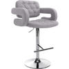 BARHOCKER Stoff grau - Chromfarben/Grau, Textil/Metall (62/103/55cm) - CLP