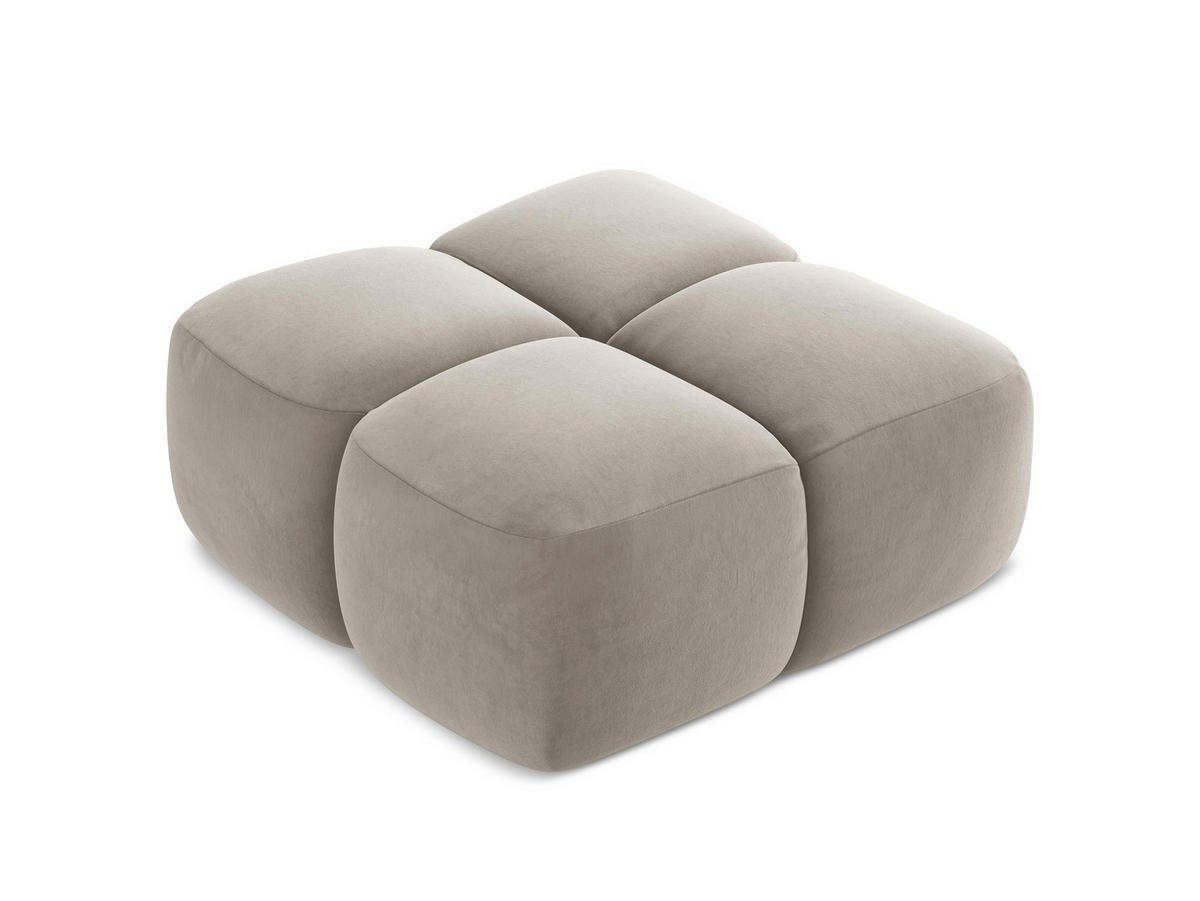 POUF Samt Stoff Grau - Taupe/Schwarz, Holzwerkstoff/Kunststoff (90/39/90cm) - Makamii