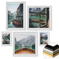 WANDBILDER 5er-Set - 50x50 cm & 20x30 cm & 40x60 cm Weißer Rahmen - Haus am Bergsee Łódź - Weiß, Kunststoff (40/60cm) - ArtPrintCave