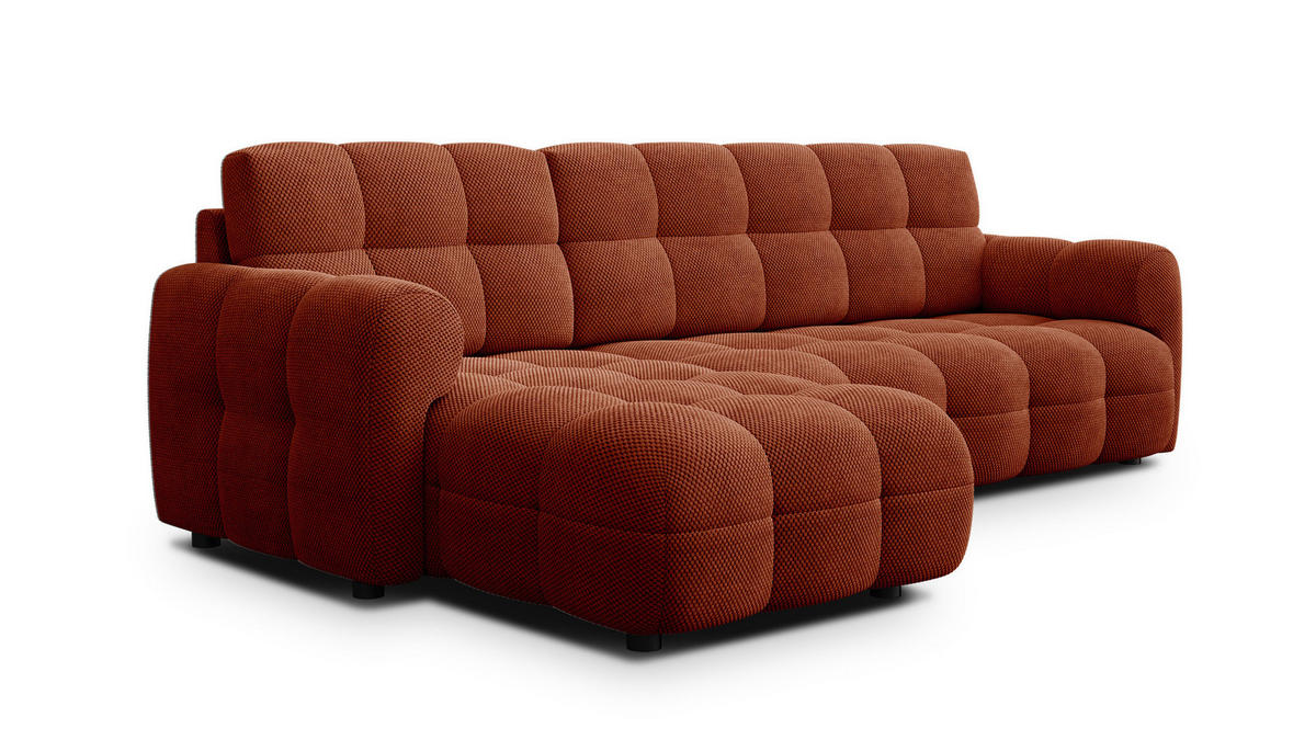 ECKSOFA MELLOW 4-Sitzer, dunkelorange - Dunkelorange/Schwarz, Holz/Textil (262/156cm) - Courtois Laville