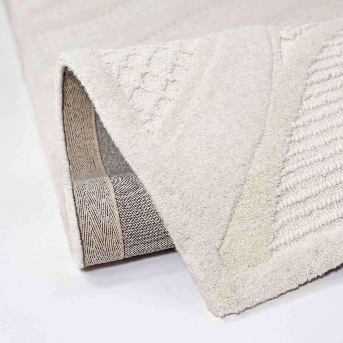 TEPPICH aus Wolle CARVE in Weiß, abstrakt, Florhöhe 14 mm, 160 x 230 cm - Beige, Textil (160/230cm) - KADIMA DESIGN