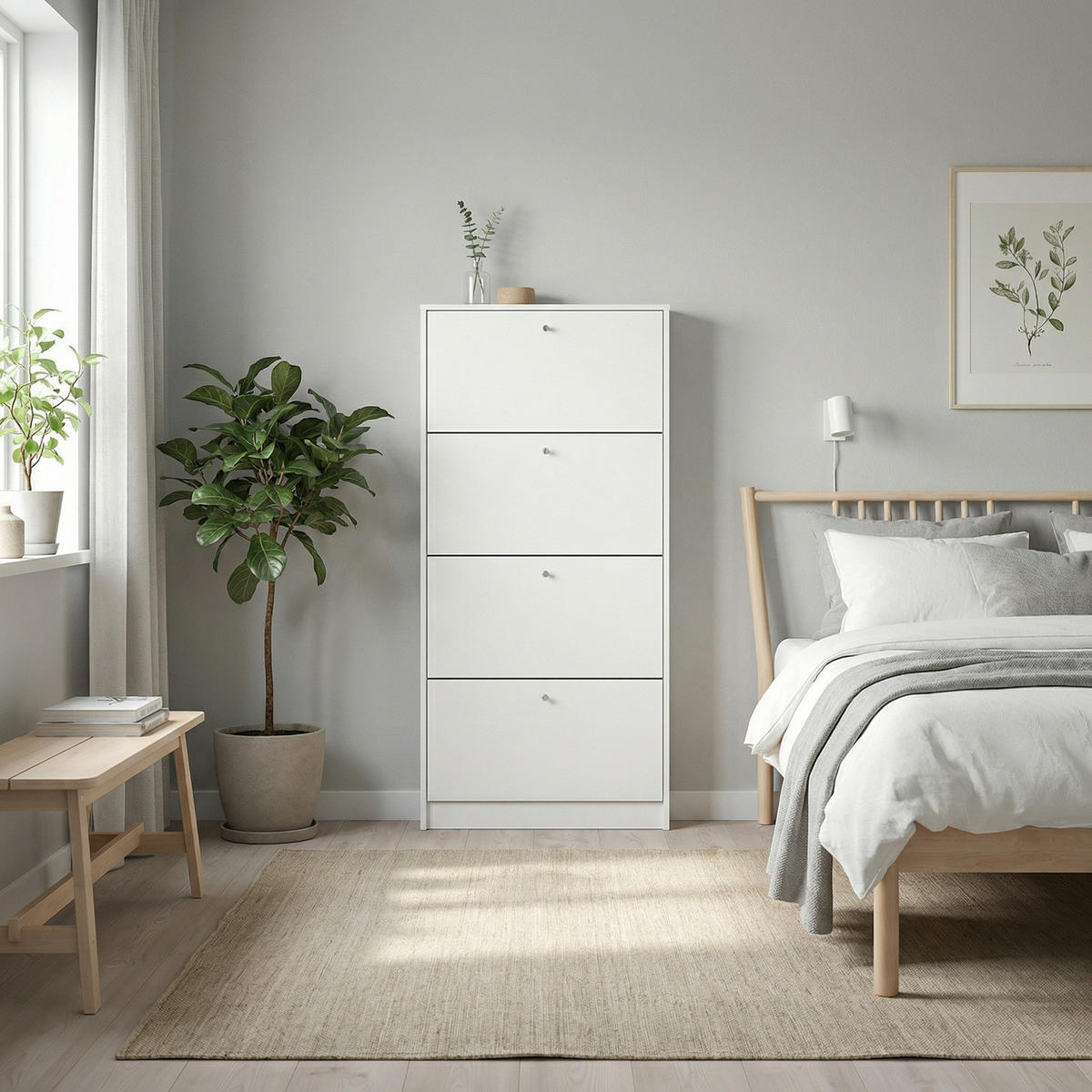 SKOSKÅP Escape 75 x 17 x 148 cm – vit - Vit, Träbaserade material (75/148/17cm) - ebuy24