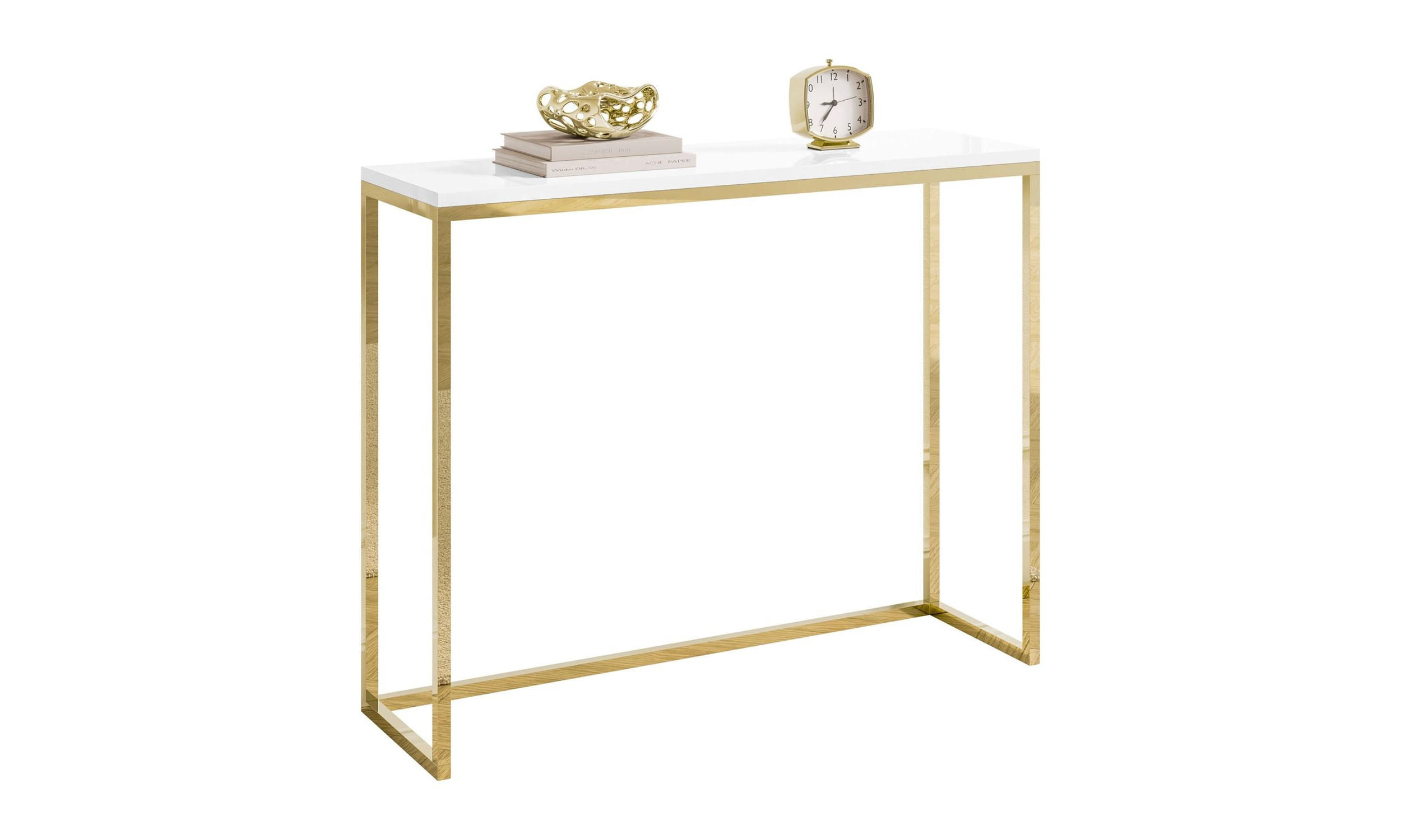 KONSOLE MODERN II 100/30/80 cm Goldchrom/Weiß Hochglanz - Goldfarben/Weiß, Holzwerkstoff/Metall (100/80/30cm) - Lookway