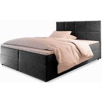 POSTEL BOXSPRING LENA 160x200 cm, s matrací a úložným prostorem, šedá - šedá, kompozitní dřevo/textil (160/200cm) - MASSENO