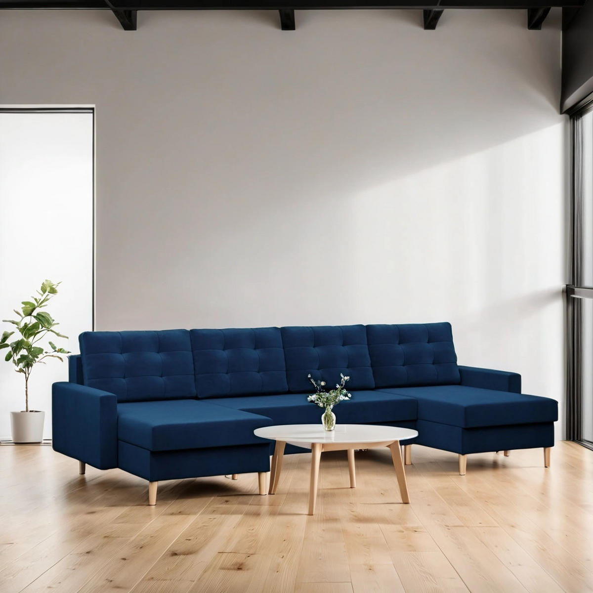 WOHNLANDSCHAFT Blank dunkelblau - Dunkelblau, Textil (294/92/140cm) - SIMKAM Furniture