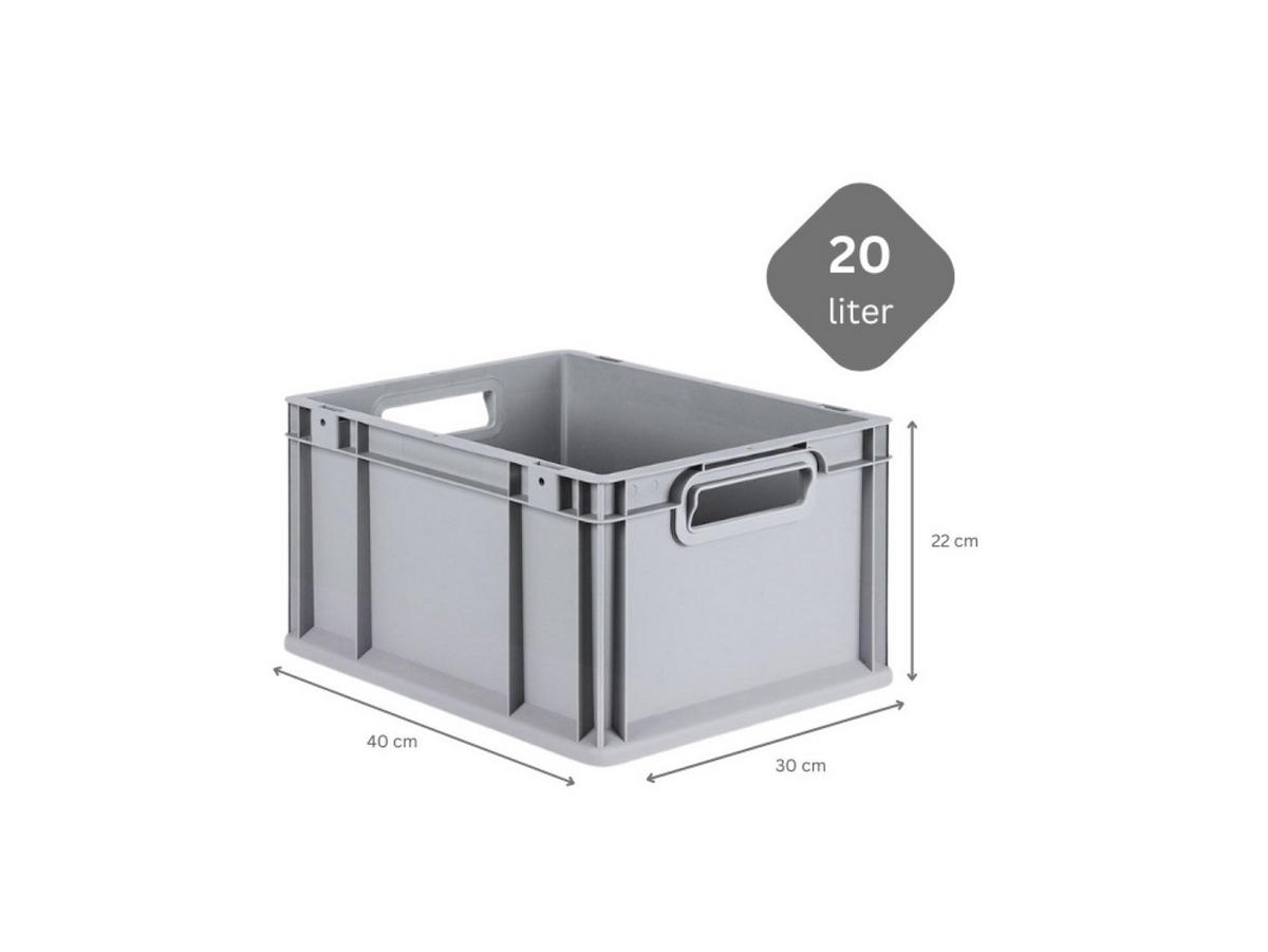 EUROBOX 8x Nextgen Economy Griffe Offen 22x30x40cm 20 Liter - Grau, Kunststoff (30/22/40cm) - PROREGAL