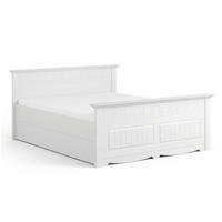 BETT Belluno Elegante Kiefer weiß lackiert 140 / 214 / 95cm - Weiß, Holz (120/200cm) - Feldmann-Wohnen