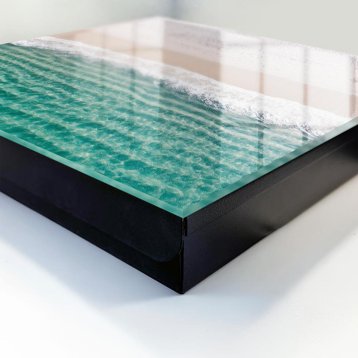 SCHLÜSSELBOX Schwarz 30x30 cm- Türöffnung nach rechts - Sommerstrand - Weiß, Metall (30/30/5cm) - TULUP