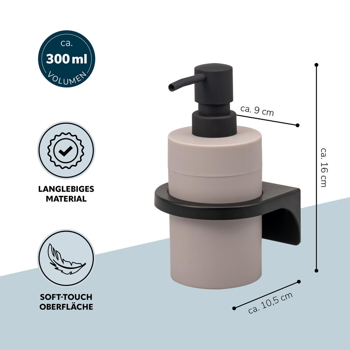 SEIFENSPENDER SAVONA Softtouch, taupe, rund - Taupe, Kunststoff (9/16/10.5cm) - bremermann