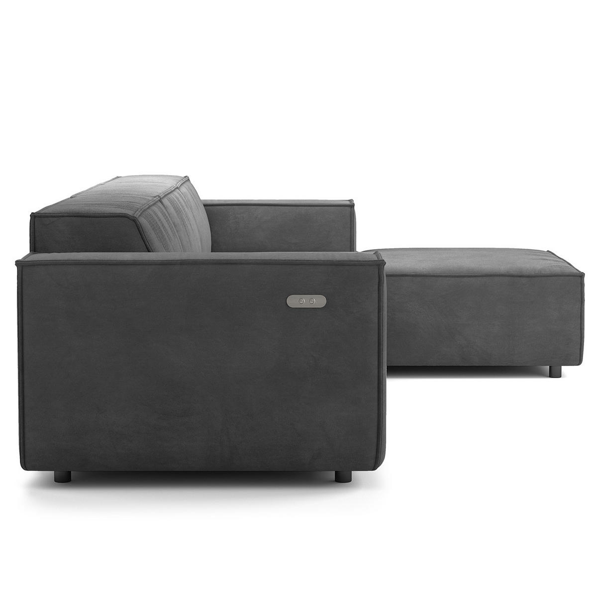 ECKSOFA mit Longchair - Schwarz/Grau, Kunststoff/Textil (294/177cm) - home24